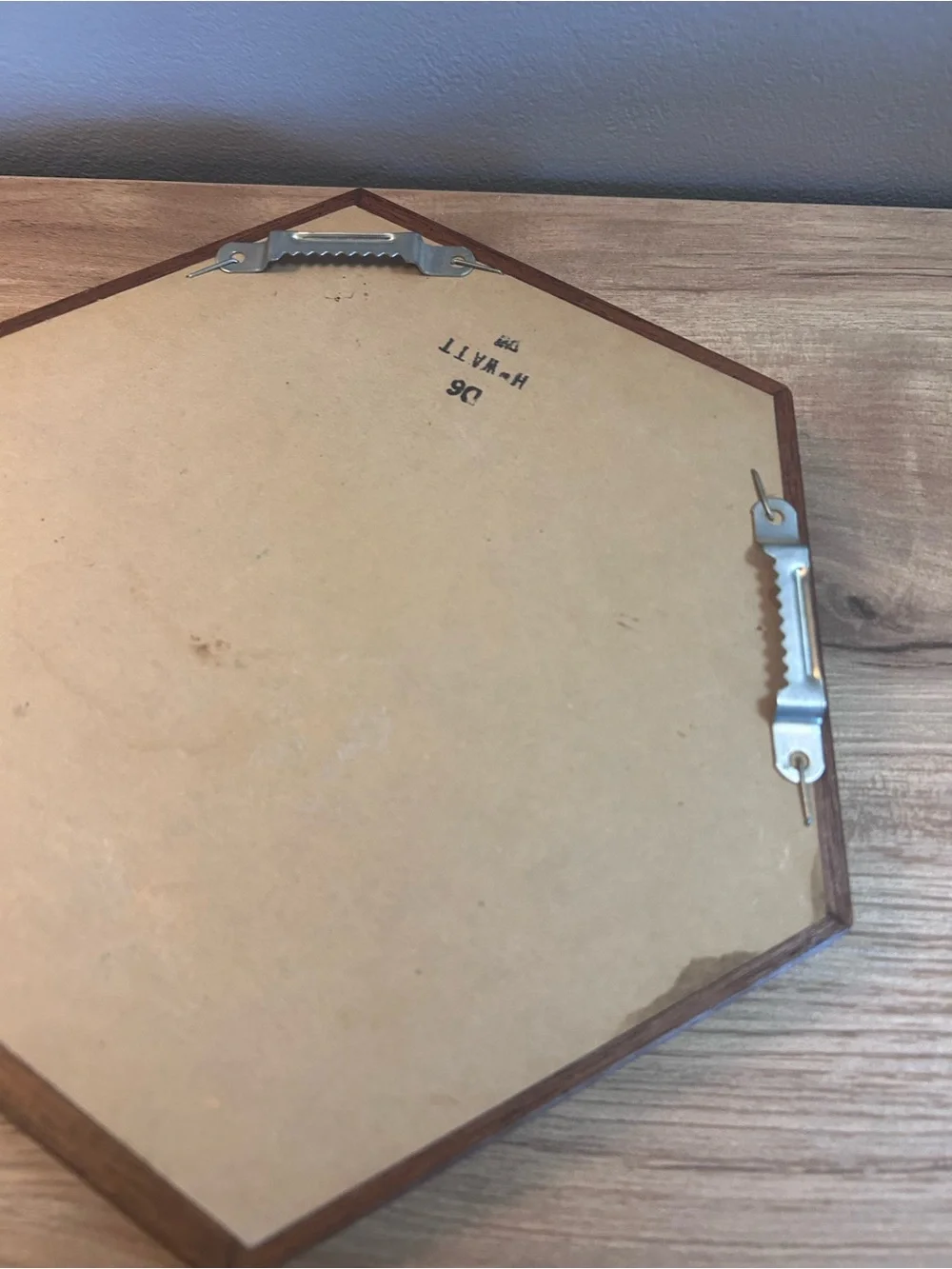 Wooden Hexagon Wall Mirror - Brown approx 8”